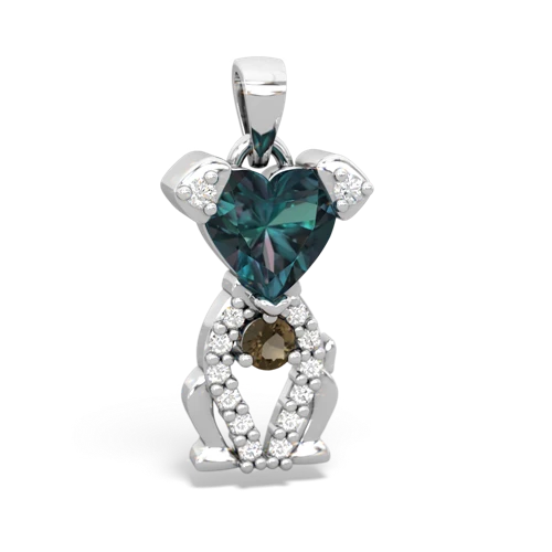 alexandrite-smoky quartz birthstone puppy pendant