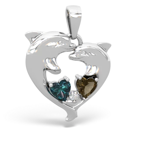 alexandrite-smoky quartz dolphins pendant