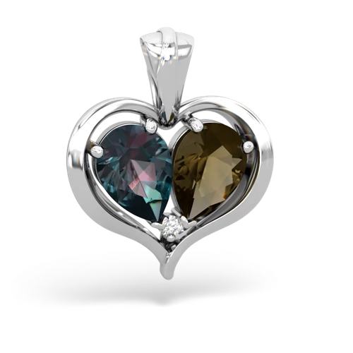 alexandrite-smoky quartz half heart whole pendant