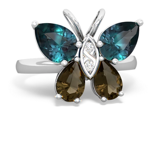 alexandrite-smoky quartz butterfly ring