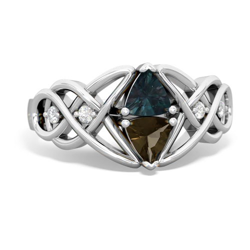 alexandrite-smoky quartz celtic knot ring