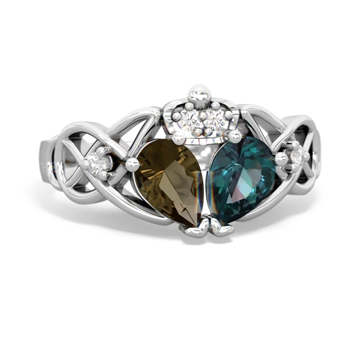 alexandrite-smoky quartz claddagh ring