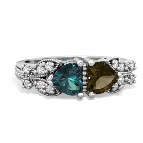 alexandrite-smoky quartz keepsake butterfly ring