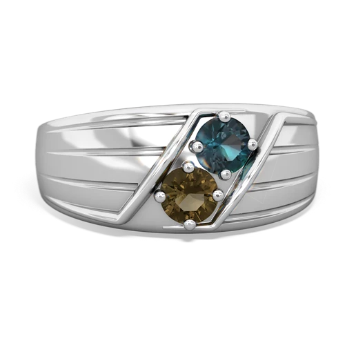 alexandrite-smoky quartz mens ring