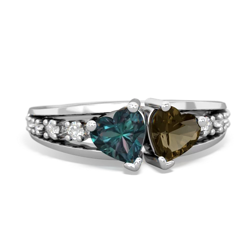 alexandrite-smoky quartz modern ring