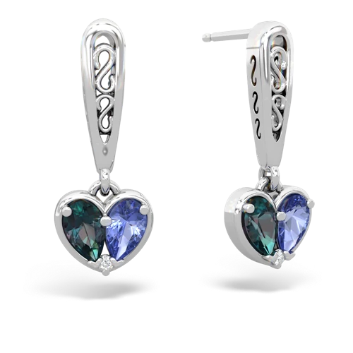 alexandrite-tanzanite filligree earrings