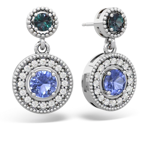 alexandrite-tanzanite halo earrings