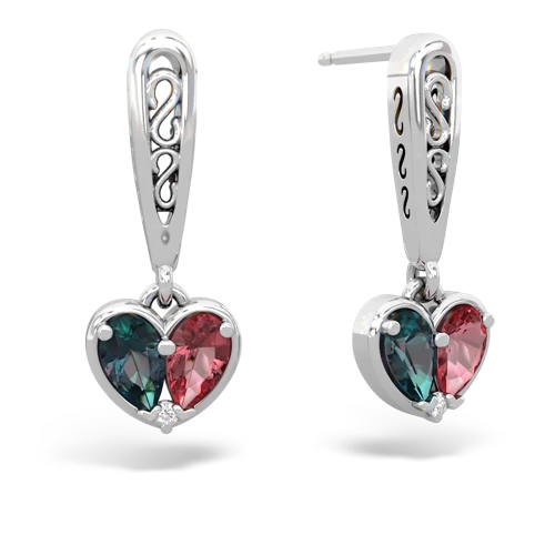 alexandrite-tourmaline filligree earrings