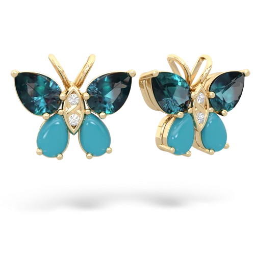 alexandrite-turquoise butterfly earrings