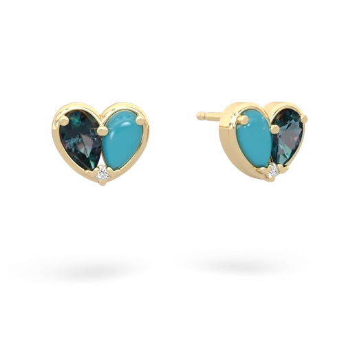 alexandrite-turquoise one heart earrings