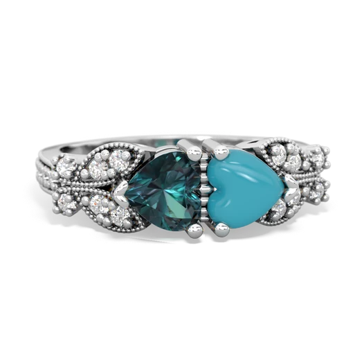alexandrite-turquoise keepsake butterfly ring