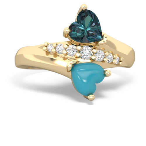 alexandrite-turquoise modern ring
