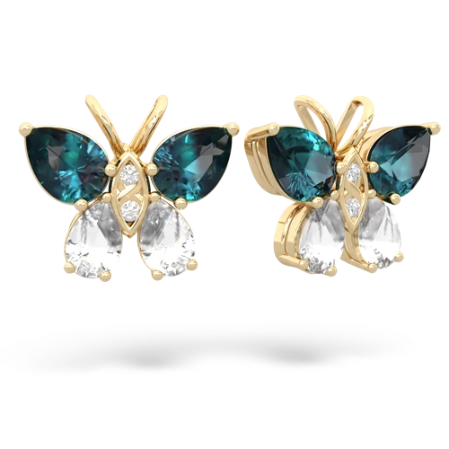 alexandrite-white topaz butterfly earrings