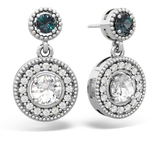 alexandrite-white topaz halo earrings