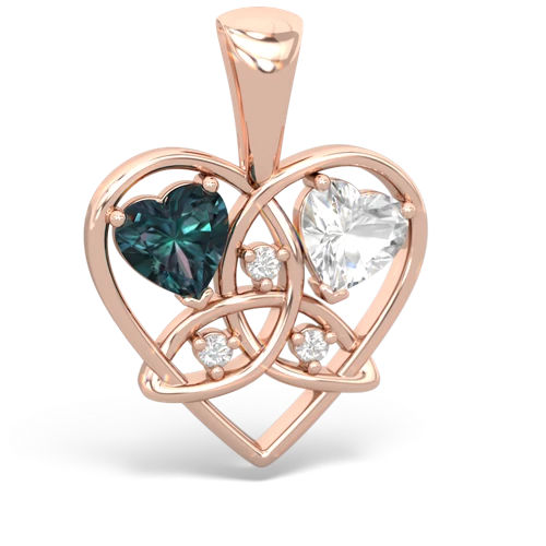 alexandrite-white topaz celtic heart pendant