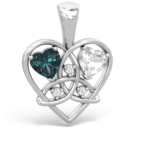 alexandrite-white topaz celtic heart pendant