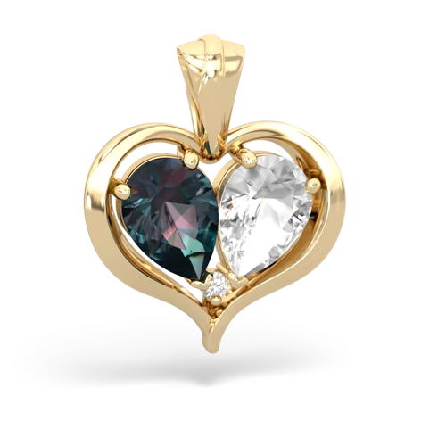 alexandrite-white topaz half heart whole pendant