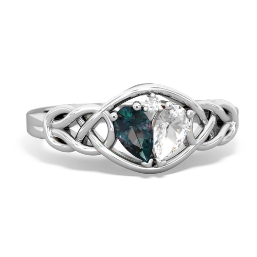 alexandrite-white topaz celtic knot ring