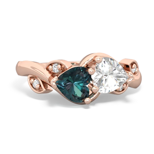 alexandrite-white topaz floral keepsake ring