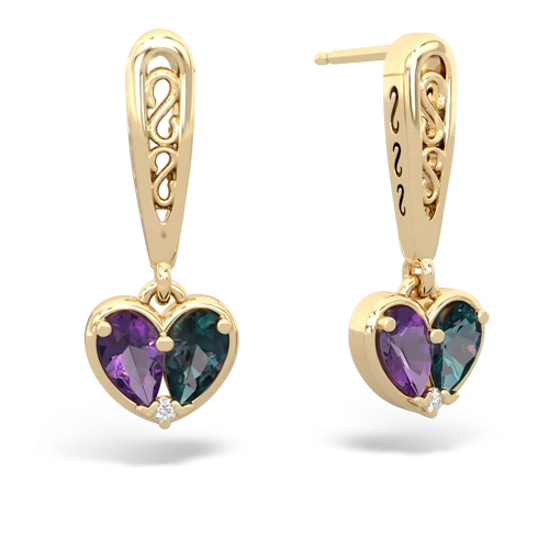 amethyst-alexandrite filligree earrings