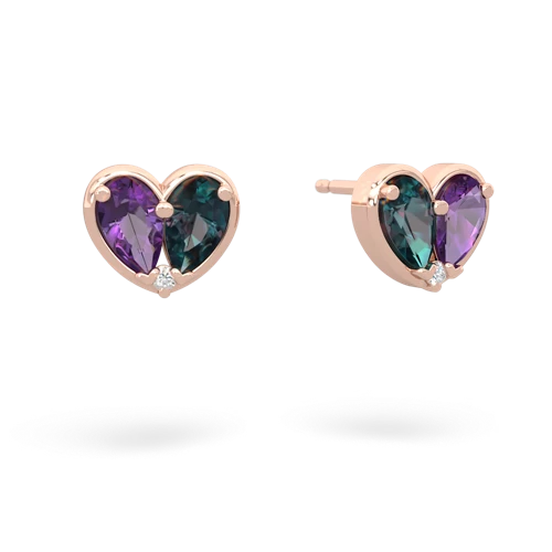 amethyst-alexandrite one heart earrings