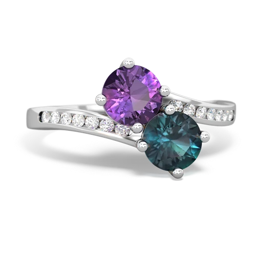 amethyst-alexandrite two stone channel ring