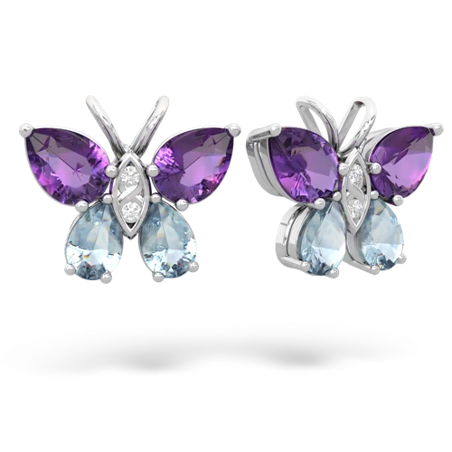amethyst-aquamarine butterfly earrings