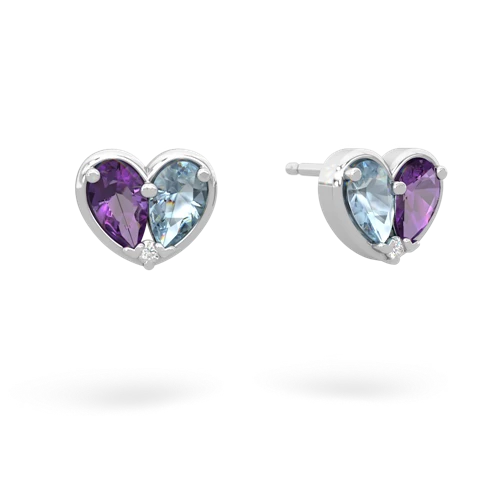 amethyst-aquamarine one heart earrings
