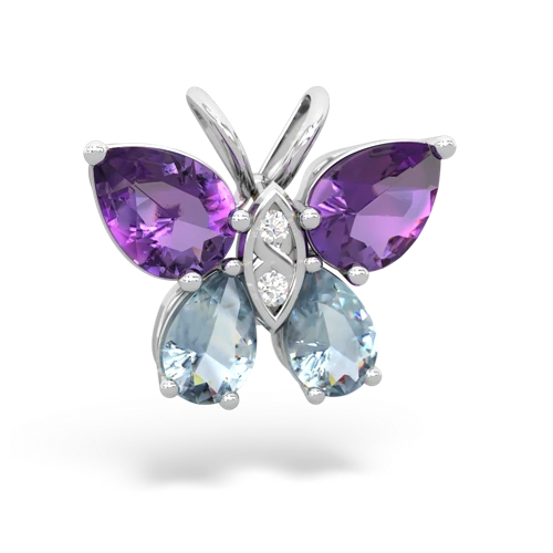 amethyst-aquamarine butterfly pendant
