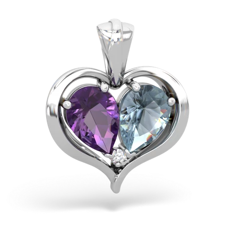 amethyst-aquamarine half heart whole pendant