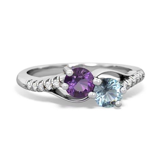 amethyst-aquamarine two stone infinity ring