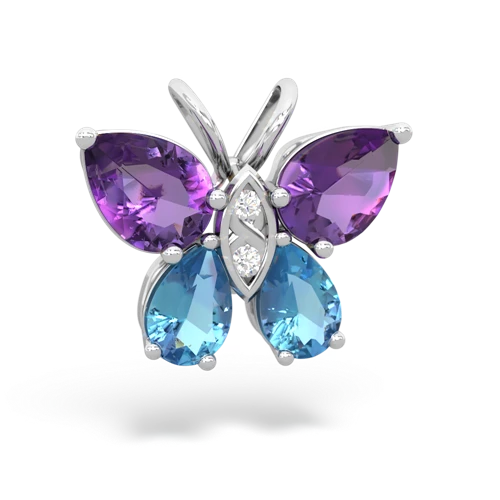 amethyst-blue topaz butterfly pendant