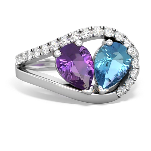amethyst-blue topaz pave heart ring