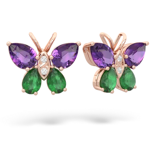 amethyst-emerald butterfly earrings