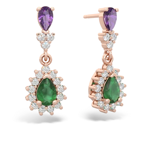 amethyst-emerald dangle earrings
