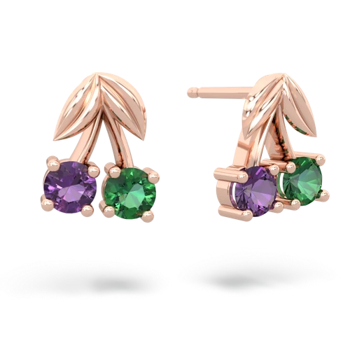 amethyst-lab emerald cherries earrings