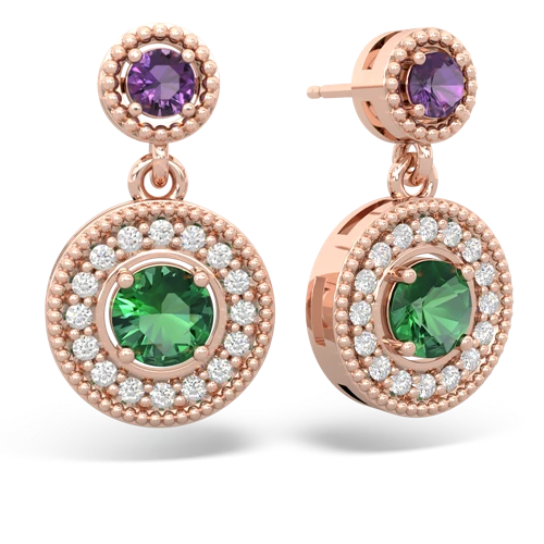 amethyst-lab emerald halo earrings