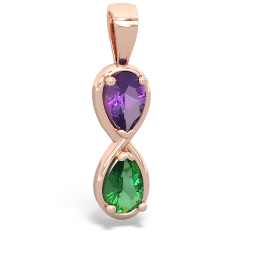 amethyst-lab emerald infinity pendant