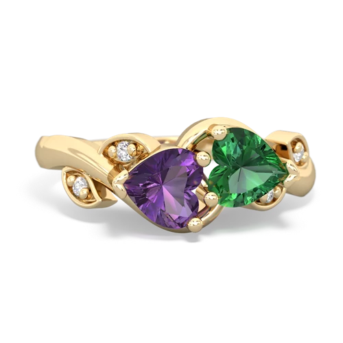 amethyst-lab emerald floral keepsake ring