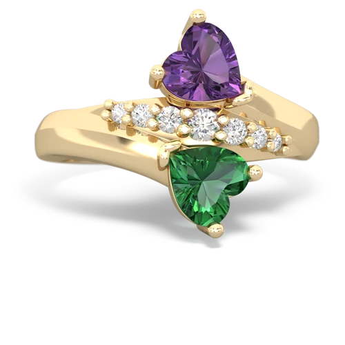 amethyst-lab emerald modern ring