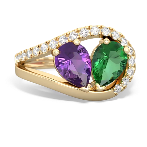 amethyst-lab emerald pave heart ring