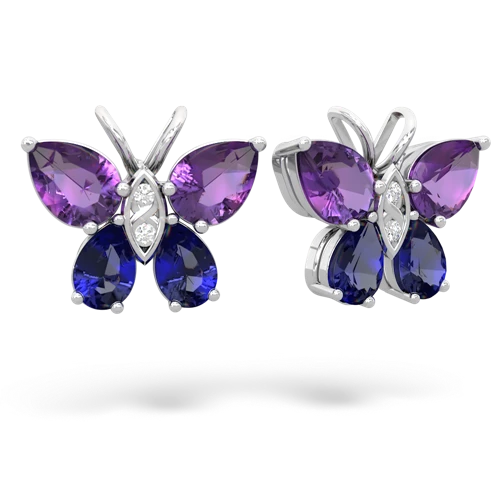 amethyst-lab sapphire butterfly earrings
