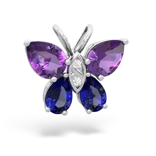 amethyst-lab sapphire butterfly pendant