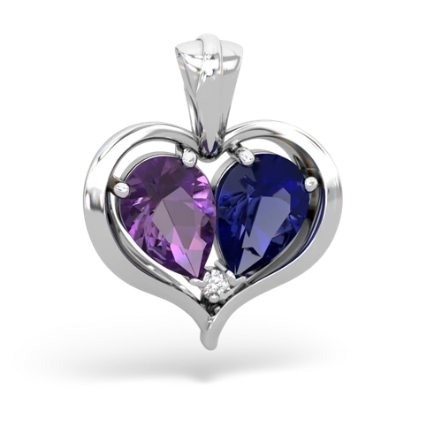 amethyst-lab sapphire half heart whole pendant