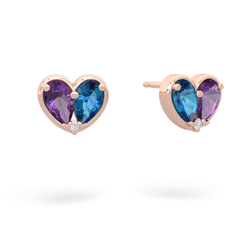 amethyst-london topaz one heart earrings