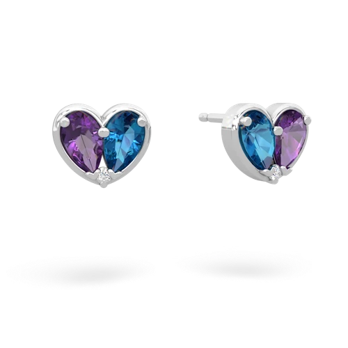 amethyst-london topaz one heart earrings