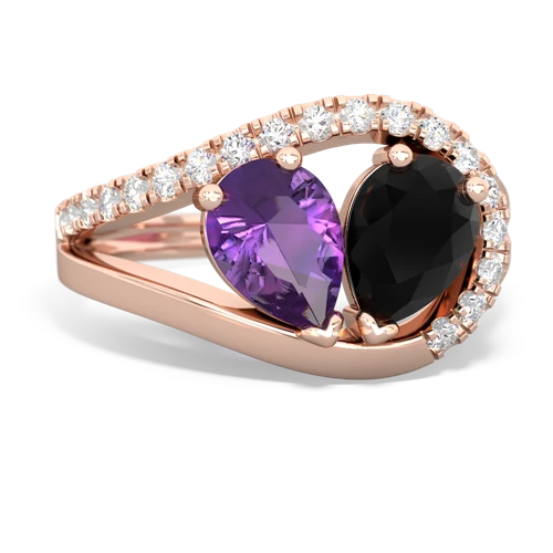 amethyst-onyx pave heart ring