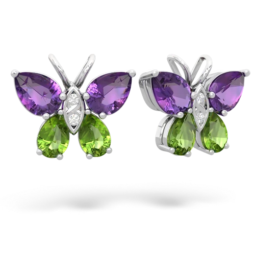 amethyst-peridot butterfly earrings