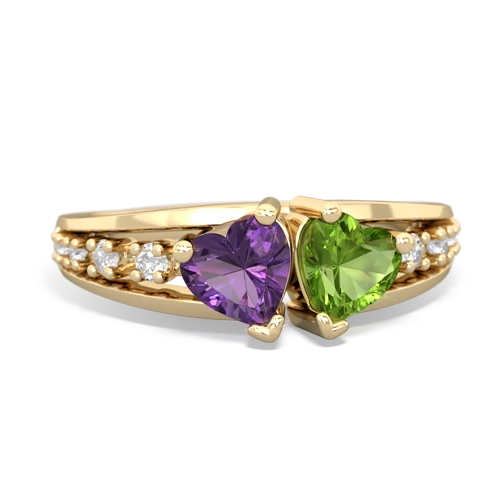 amethyst-peridot modern ring