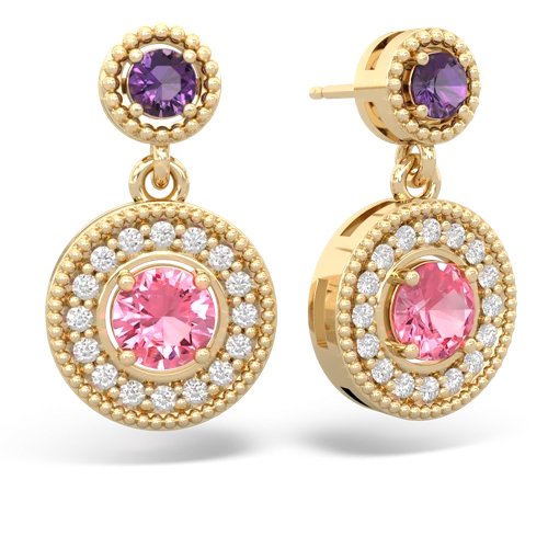 amethyst-pink sapphire halo earrings